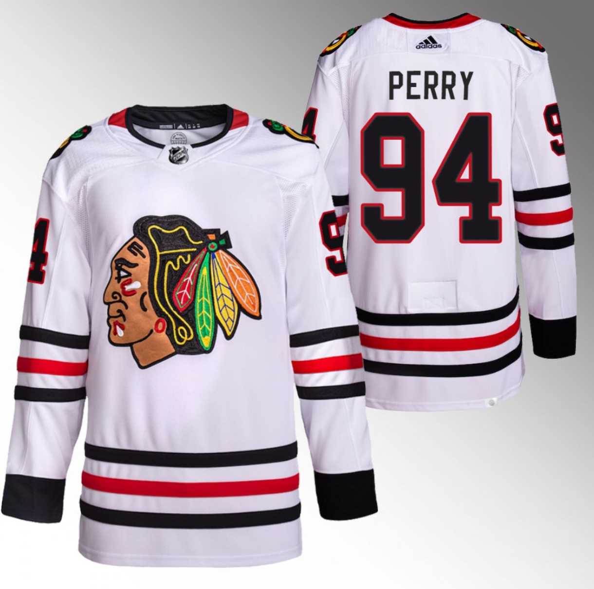 Men%27s Chicago Blackhawks #94 Corey Perry White Stitched Hockey Jersey